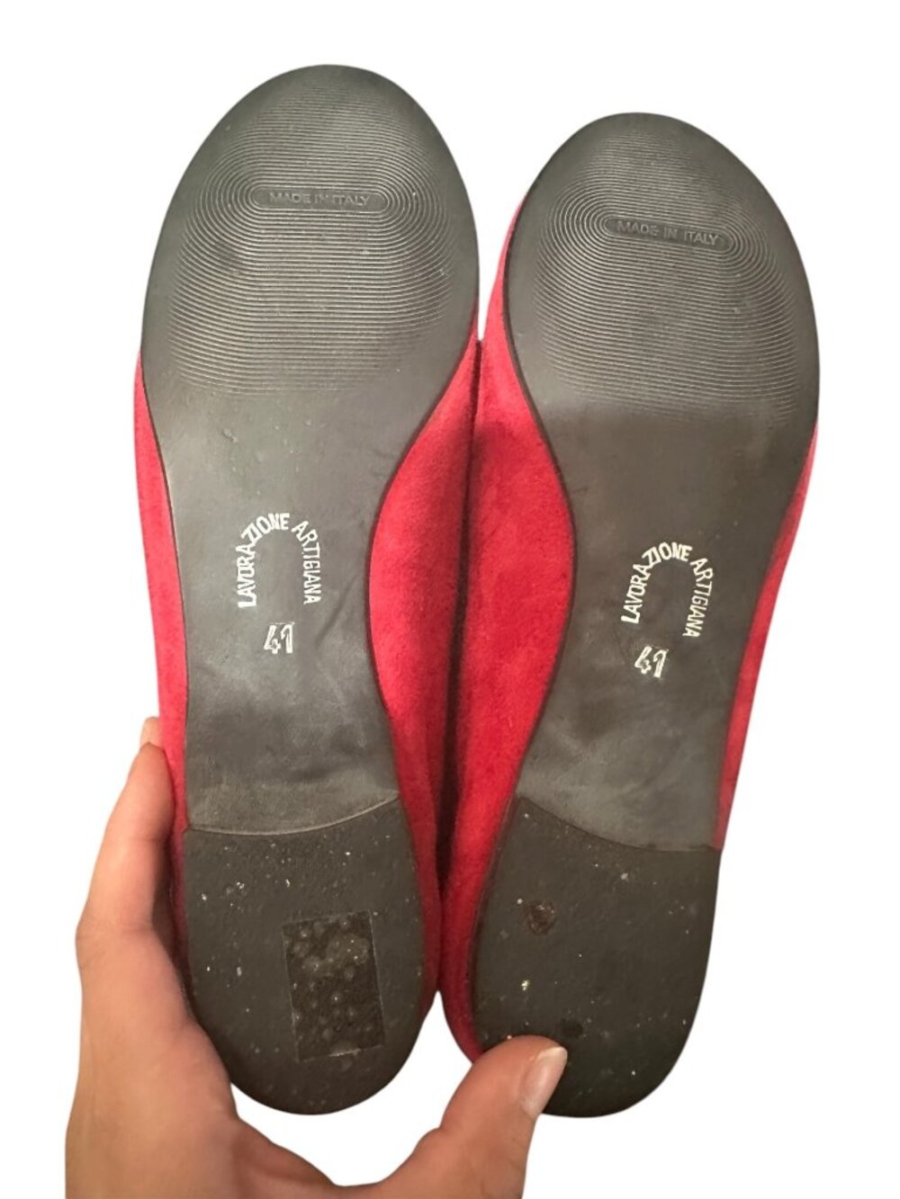 HEGOS Italy Real Suede Ballet Flat Loafers Womens 41 10 Red Bow Classic Preppy - Picture 4 of 14